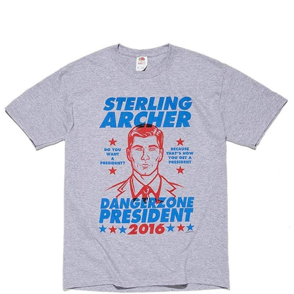 Sterling Archer Danger Zone President T-Shirt Grey Loot Crate Mens Adult Swim
